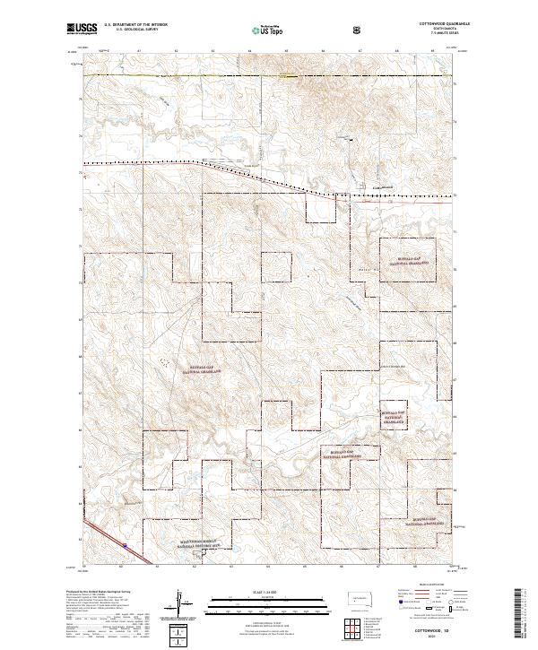 USGS US Topo 7.5-minute map for Cottonwood SD 2021