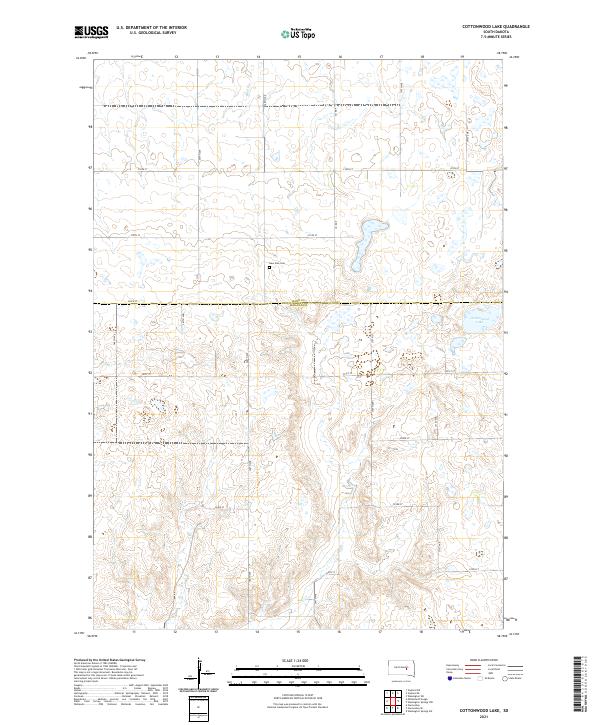 USGS US Topo 7.5-minute map for Cottonwood Lake SD 2021