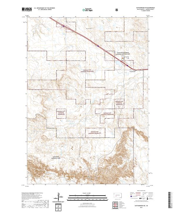 USGS US Topo 7.5-minute map for Cottonwood SW SD 2021