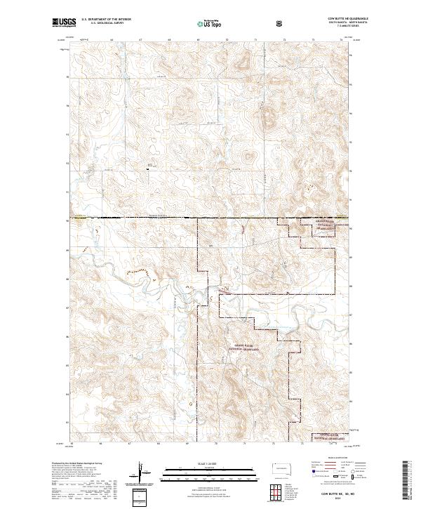 USGS US Topo 7.5-minute map for Cow Butte NE SDND 2021