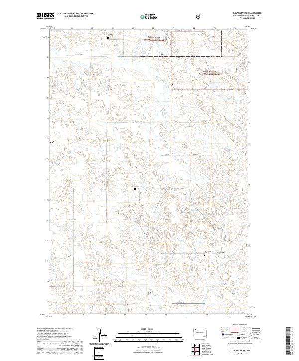 USGS US Topo 7.5-minute map for Cow Butte SE SD 2021