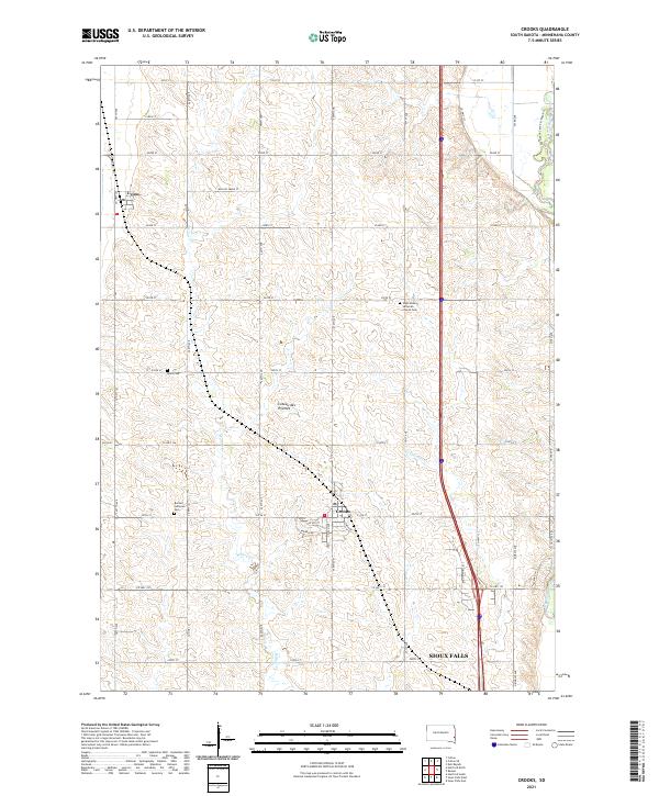 USGS US Topo 7.5-minute map for Crooks SD 2021