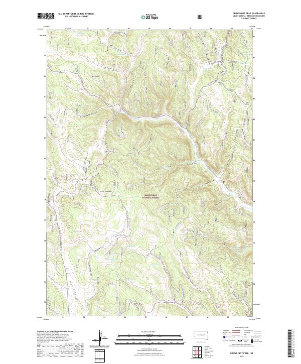 USGS US Topo 7.5-minute map for Crows Nest Peak SD 2021