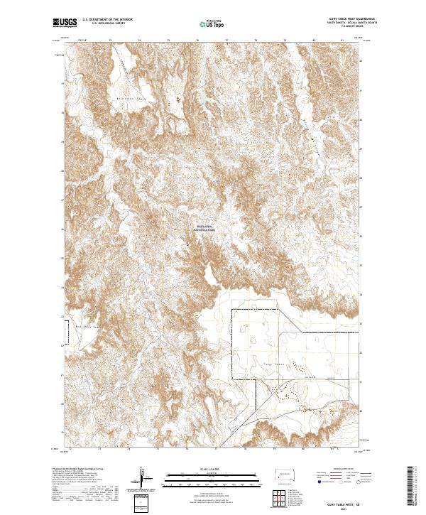 USGS US Topo 7.5-minute map for Cuny Table West SD 2021