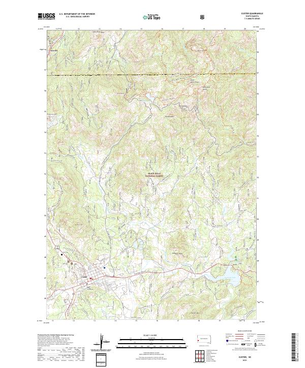 USGS US Topo 7.5-minute map for Custer SD 2021