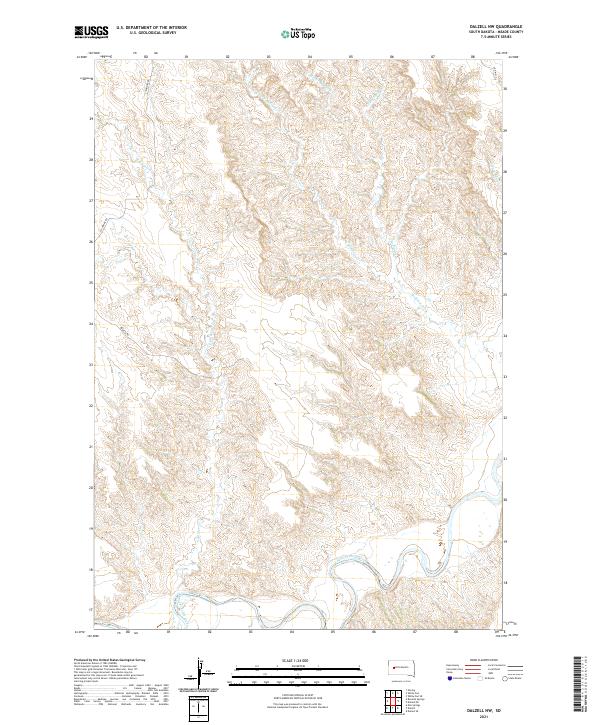 USGS US Topo 7.5-minute map for Dalzell NW SD 2021