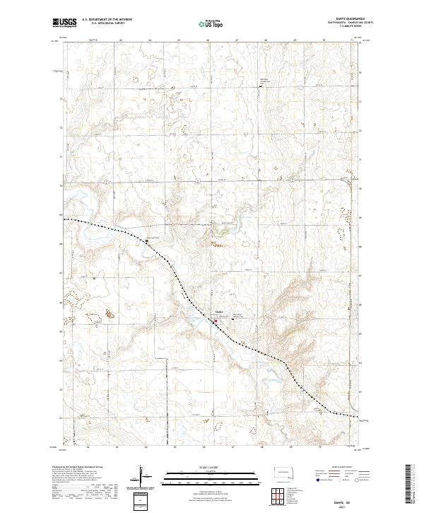 USGS US Topo 7.5-minute map for Dante SD 2021