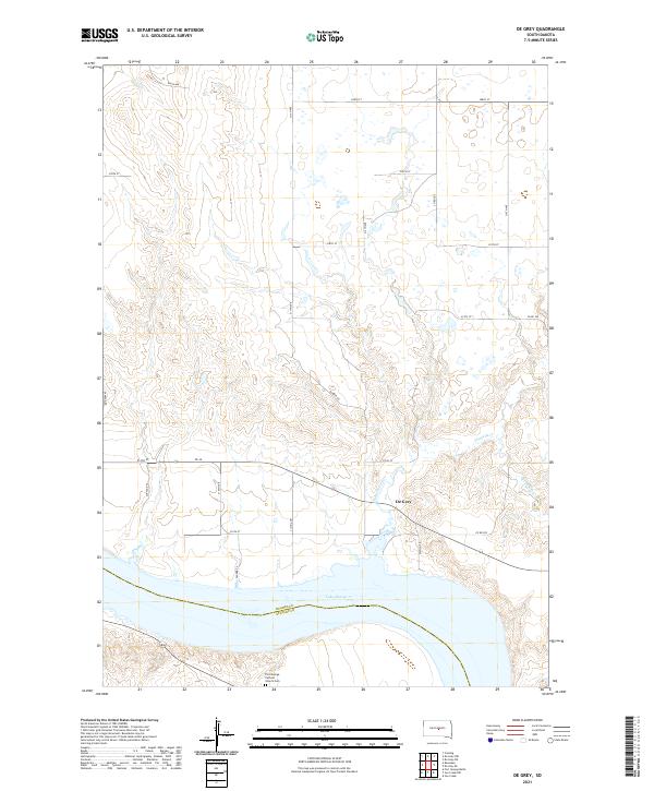 USGS US Topo 7.5-minute map for De Grey SD 2021