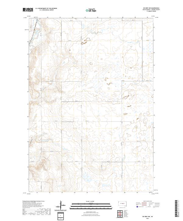 USGS US Topo 7.5-minute map for De Grey NW SD 2021