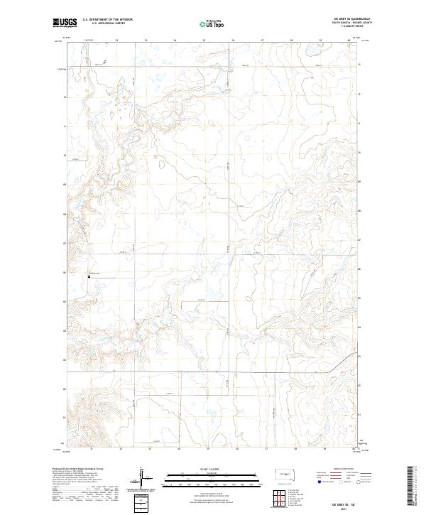 USGS US Topo 7.5-minute map for De Grey SE SD 2021