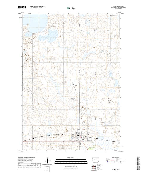 USGS US Topo 7.5-minute map for De Smet SD 2021