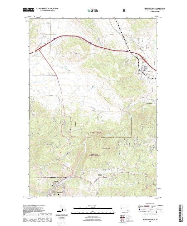 USGS US Topo 7.5-minute map for Deadwood North SD 2021