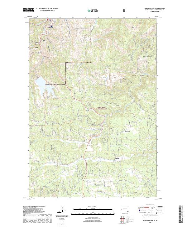 USGS US Topo 7.5-minute map for Deadwood South SD 2021