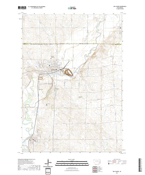 USGS US Topo 7.5-minute map for Dell Rapids SD 2021