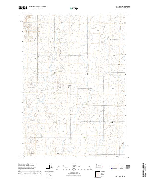 USGS US Topo 7.5-minute map for Dell Rapids NE SD 2021