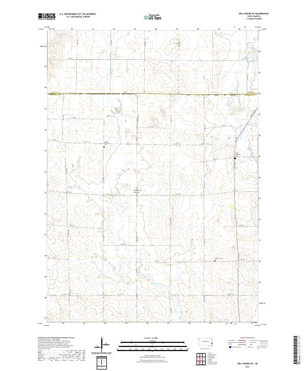 USGS US Topo 7.5-minute map for Dell Rapids SE SD 2021