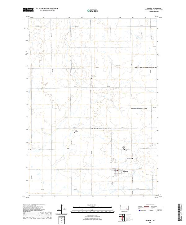 USGS US Topo 7.5-minute map for Delmont SD 2021