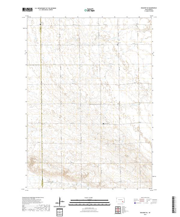 USGS US Topo 7.5-minute map for Delmont SE SD 2021