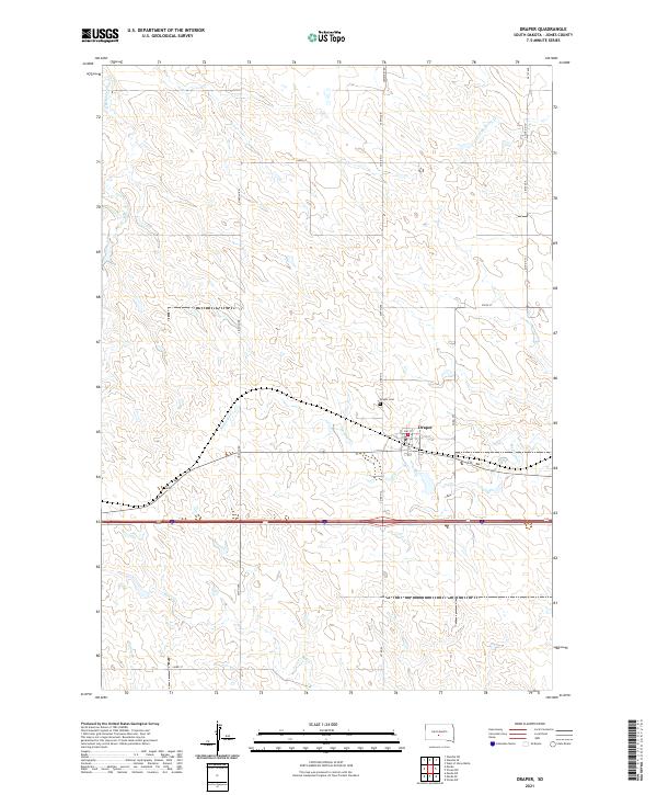 USGS US Topo 7.5-minute map for Draper SD 2021