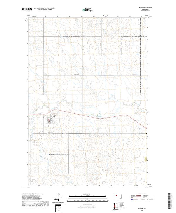 USGS US Topo 7.5-minute map for Dupree SD 2021