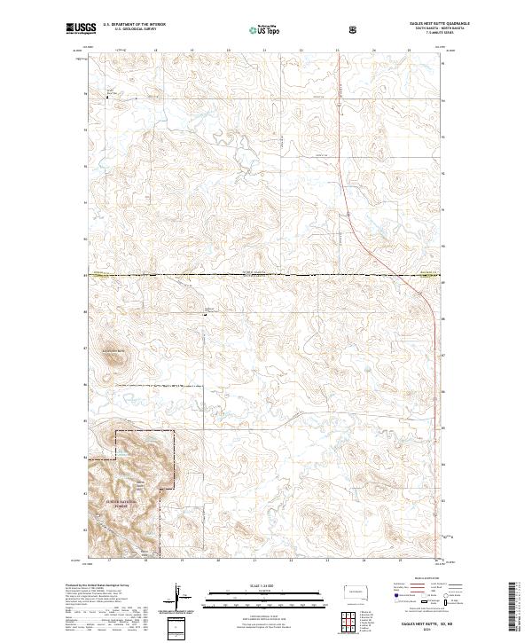 USGS US Topo 7.5-minute map for Eagles Nest Butte SDND 2021