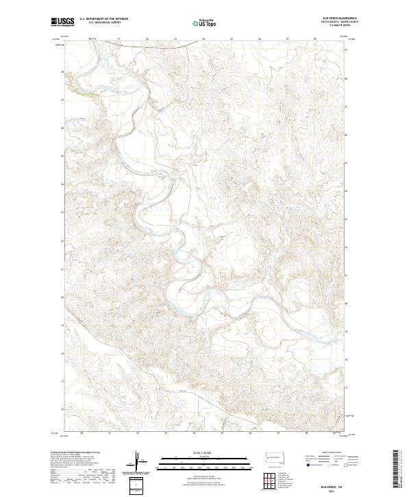 USGS US Topo 7.5-minute map for Elm Creek SD 2021