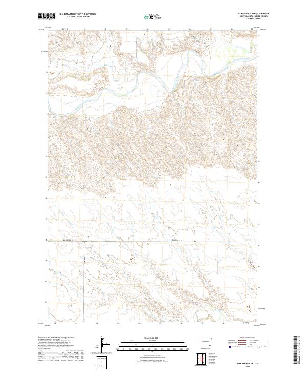 USGS US Topo 7.5-minute map for Elm Springs SW SD 2021