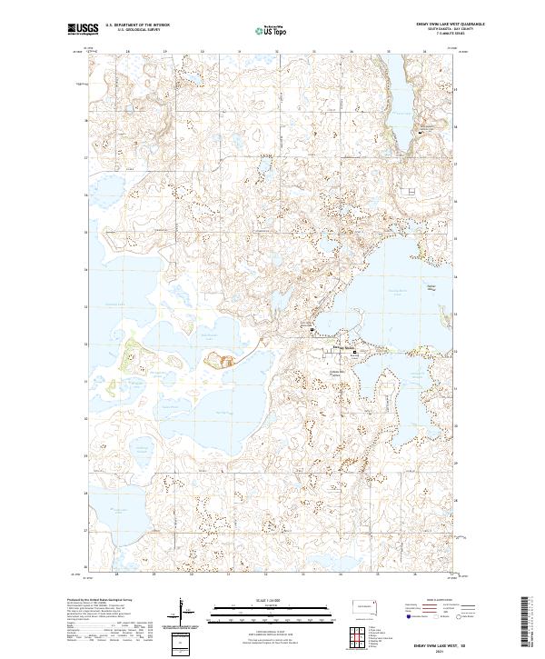 USGS US Topo 7.5-minute map for Enemy Swim Lake West SD 2021