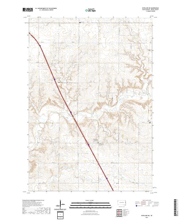 USGS US Topo 7.5-minute map for Estelline NE SD 2021