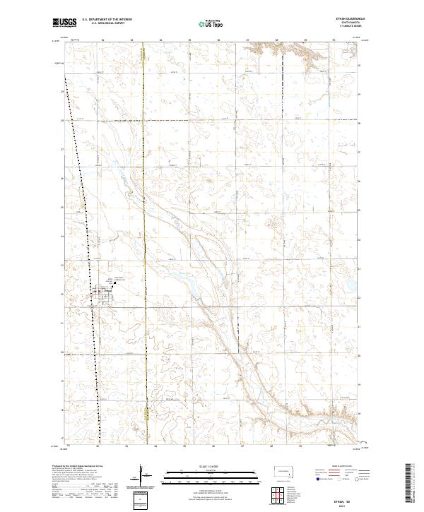 USGS US Topo 7.5-minute map for Ethan SD 2021