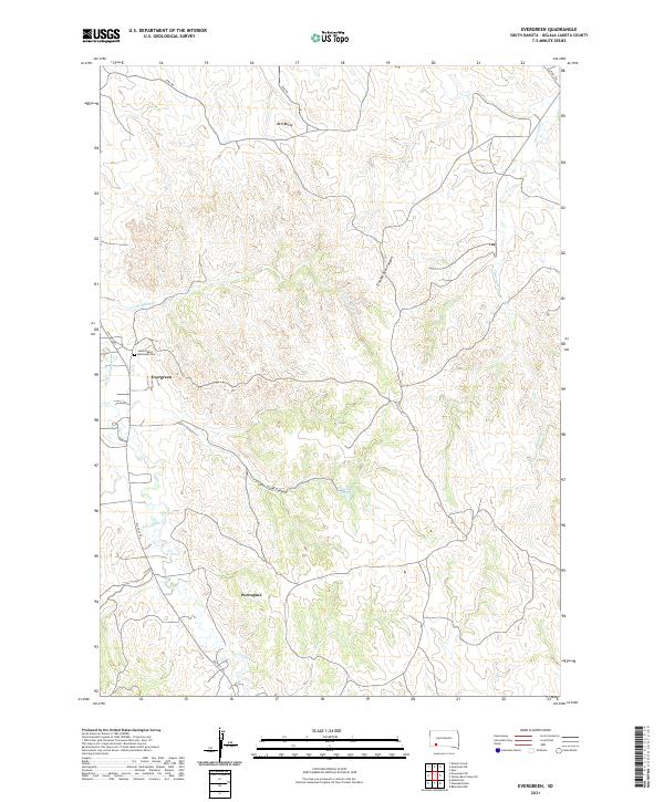 USGS US Topo 7.5-minute map for Evergreen SD 2021