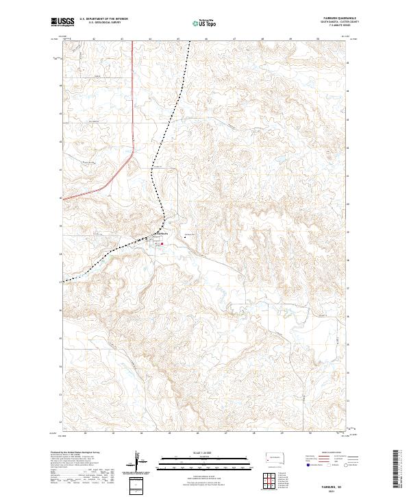 USGS US Topo 7.5-minute map for Fairburn SD 2021