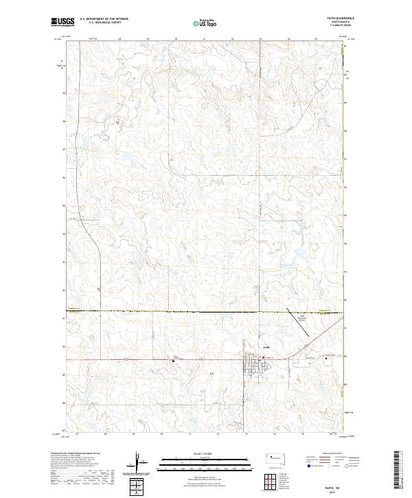 USGS US Topo 7.5-minute map for Faith SD 2021