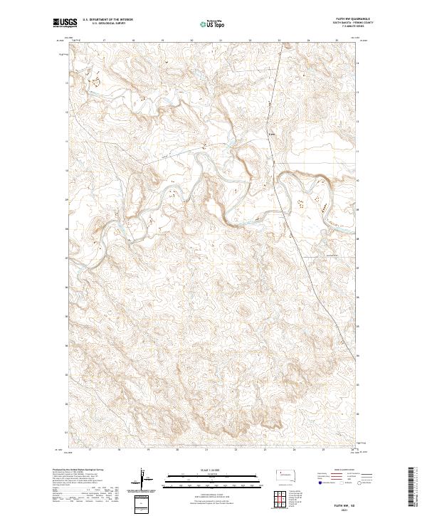 USGS US Topo 7.5-minute map for Faith NW SD 2021