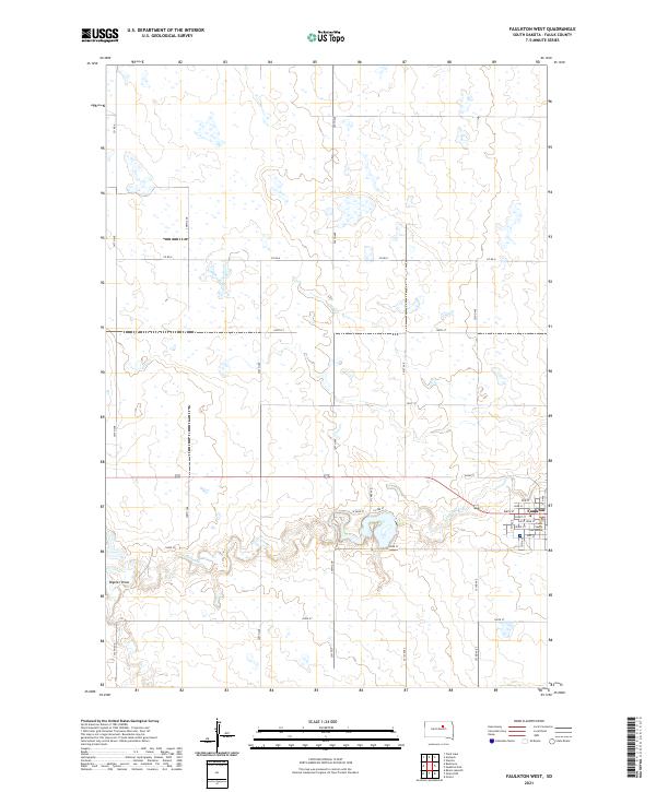 USGS US Topo 7.5-minute map for Faulkton West SD 2021