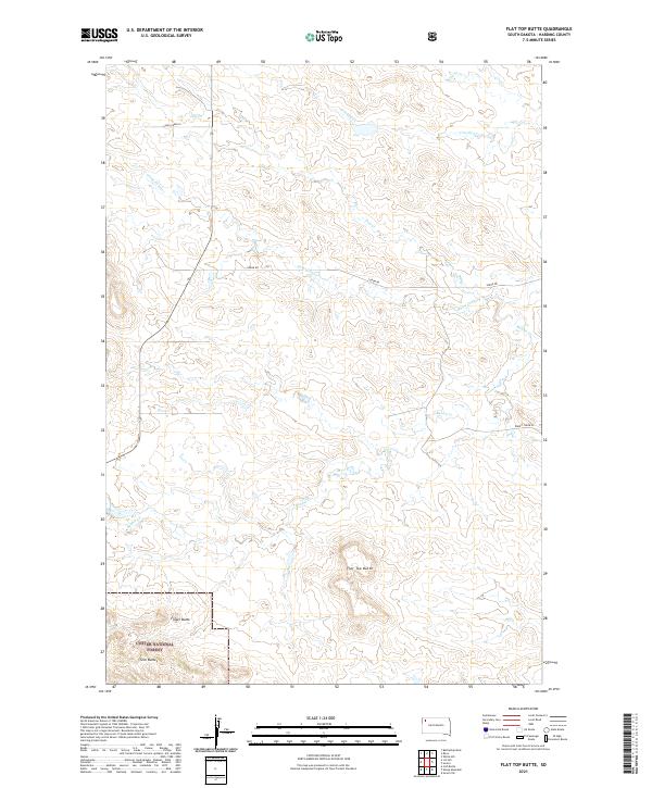 USGS US Topo 7.5-minute map for Flat Top Butte SD 2021