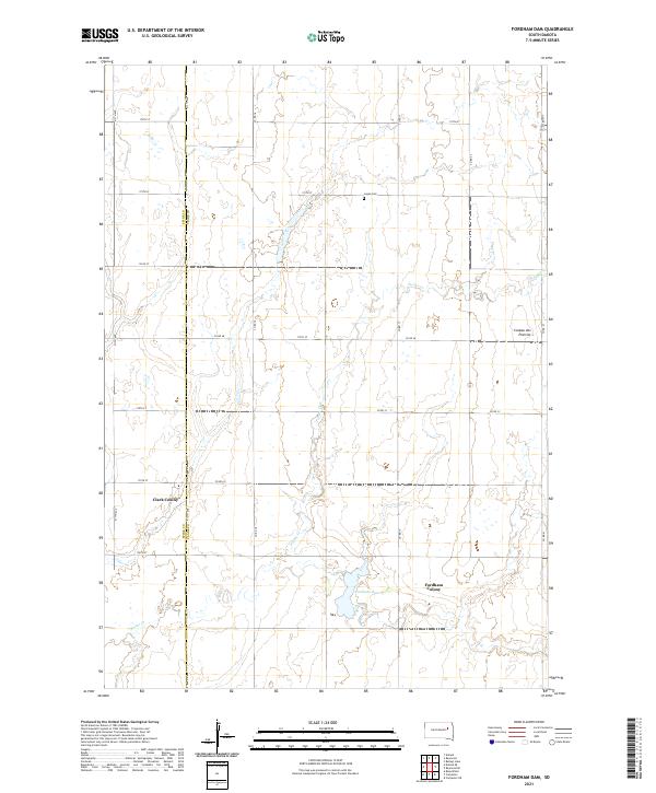 USGS US Topo 7.5-minute map for Fordham Dam SD 2021