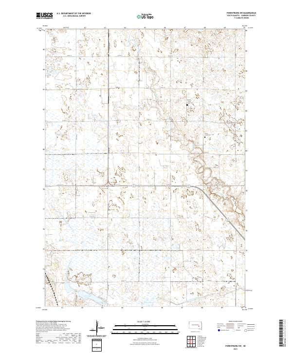 USGS US Topo 7.5-minute map for Forestburg SW SD 2021