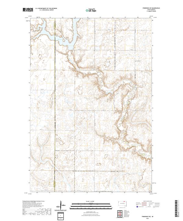 USGS US Topo 7.5-minute map for Frederick SW SD 2021