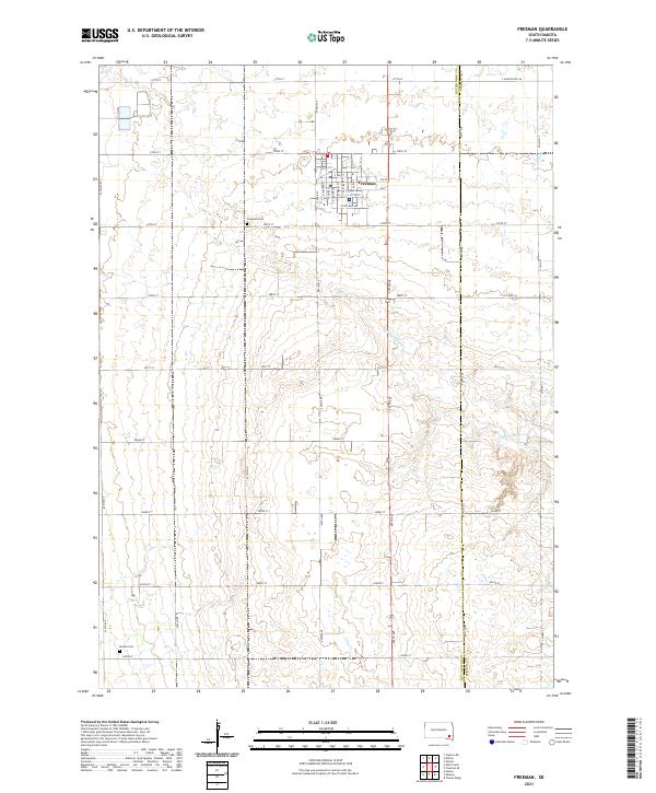 USGS US Topo 7.5-minute map for Freeman SD 2021