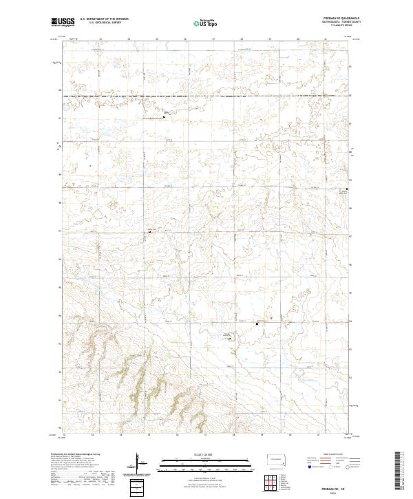 USGS US Topo 7.5-minute map for Freeman SE SD 2021