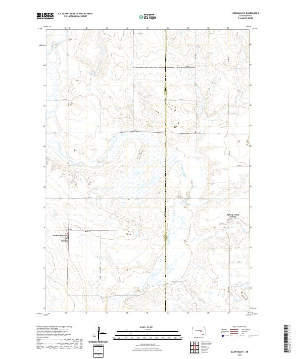 USGS US Topo 7.5-minute map for Gannvalley SD 2021