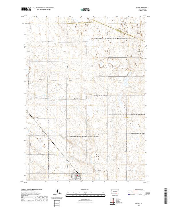 USGS US Topo 7.5-minute map for Geddes SD 2021