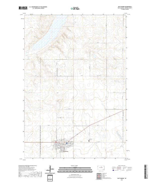 USGS US Topo 7.5-minute map for Gettysburg SD 2021