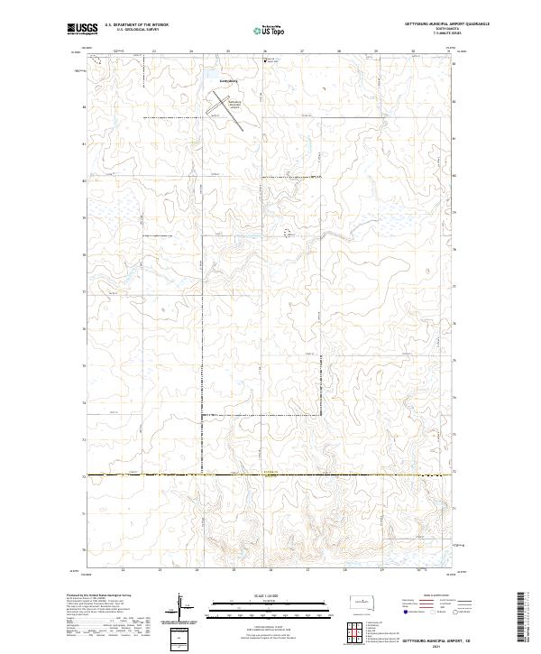 USGS US Topo 7.5-minute map for Gettysburg Municipal Airport SD 2021