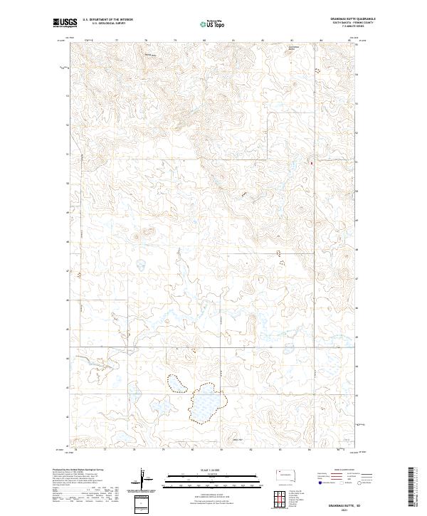 USGS US Topo 7.5-minute map for Grandmas Butte SD 2021