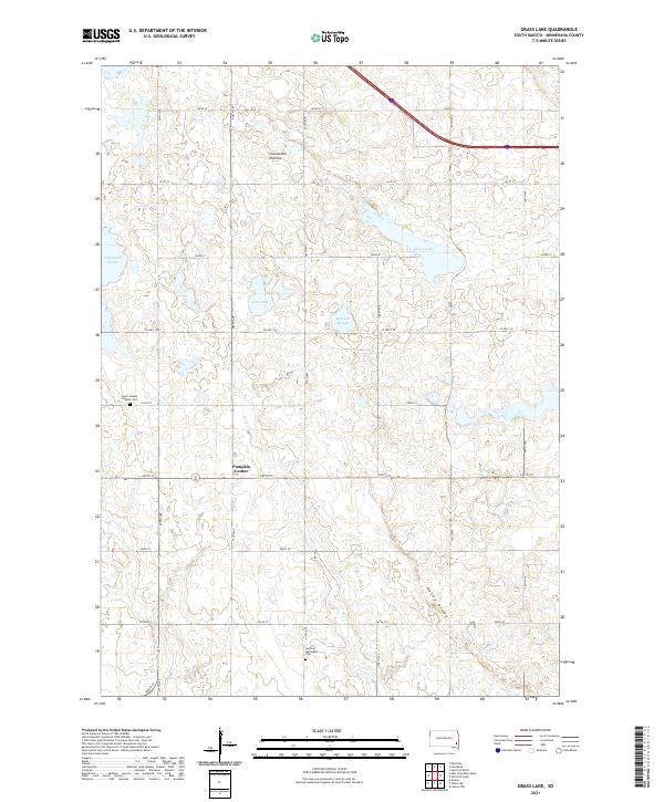 USGS US Topo 7.5-minute map for Grass Lake SD 2021