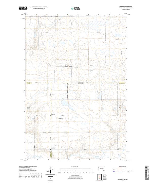 USGS US Topo 7.5-minute map for Greenway SDND 2021