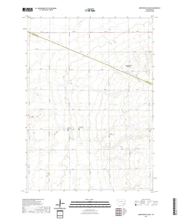 USGS US Topo 7.5-minute map for Greenwood Colony SD 2021