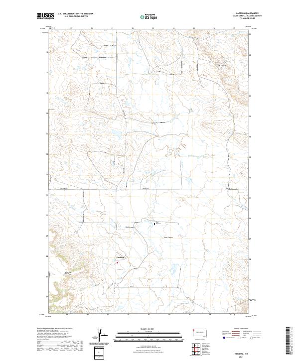 USGS US Topo 7.5-minute map for Harding SD 2021